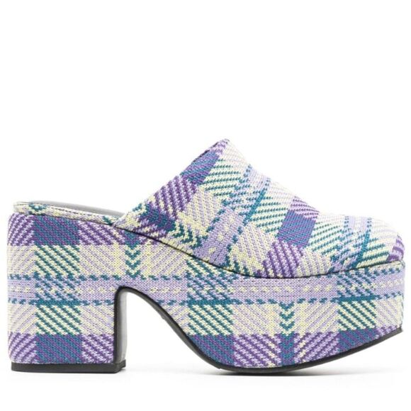 NEW Larroude Miso Purple Plaid Clogs - Picture 2 of 13